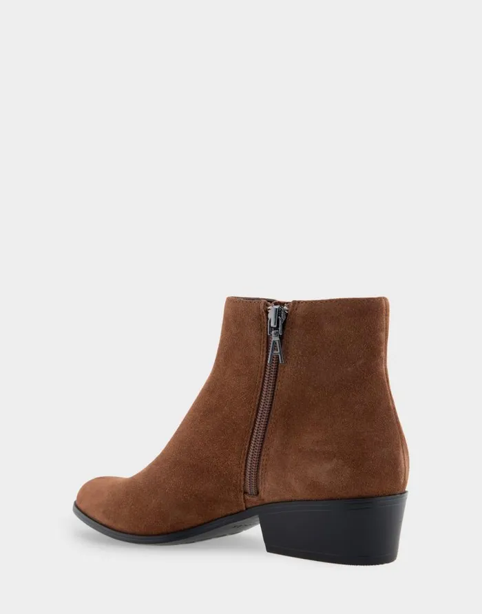 Aerosoles Comfortable Women039s Ankle Boot In Brown Genuine Suede Mocha Genuine Suede Women Ankle Boots