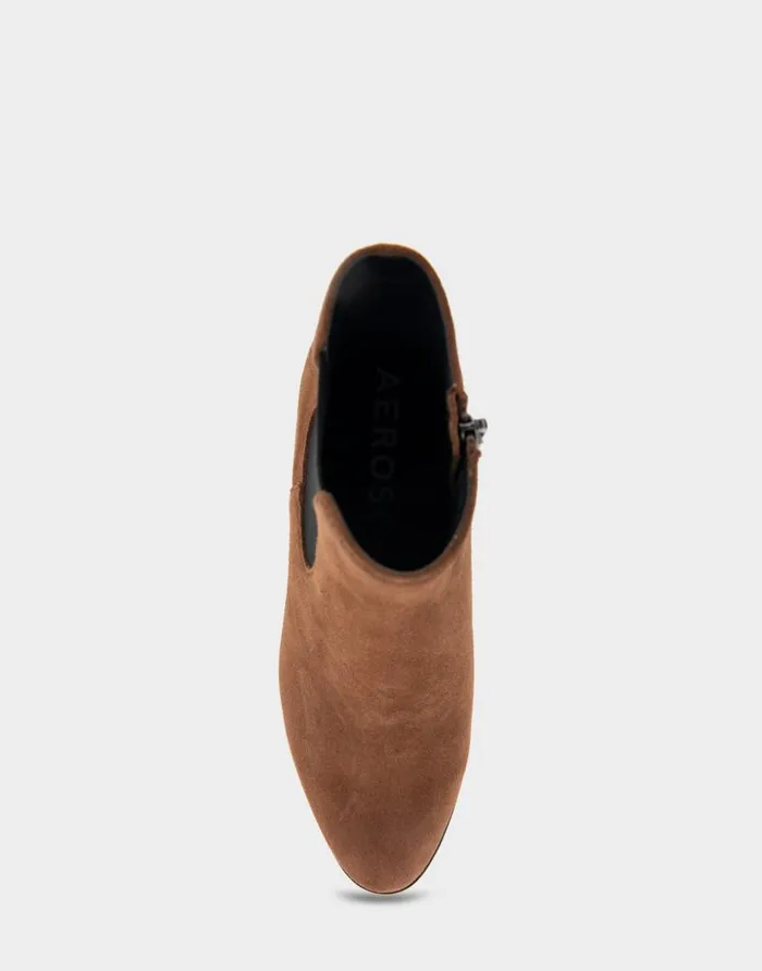 Aerosoles Comfortable Women039s Ankle Boot In Brown Genuine Suede Mocha Genuine Suede Women Ankle Boots