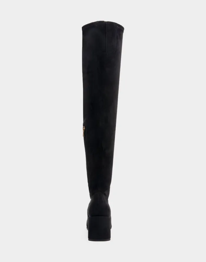 Aerosoles Comfortable Women039s Block Heel Over The Knee Boot In Black Stretch Faux Suede Black Stretch Faux Suede Women Over The Knee Boots
