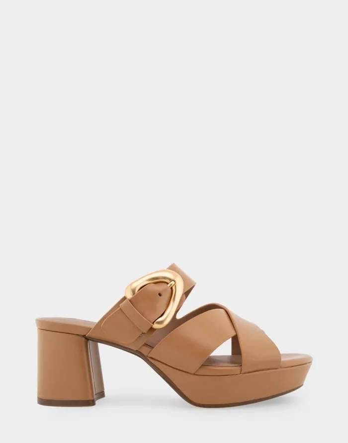 Aerosoles Comfortable Women039s Crisscross Platform Slide Sandal In Doe Leather Doe Leather Women Platforms