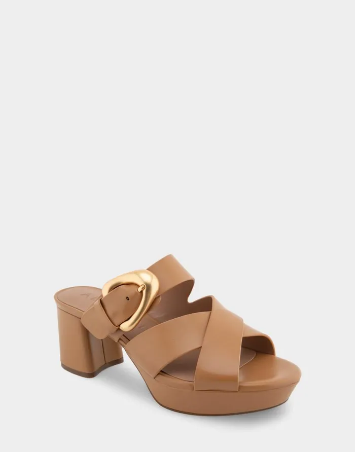 Aerosoles Comfortable Women039s Crisscross Platform Slide Sandal In Doe Leather Doe Leather Women Platforms
