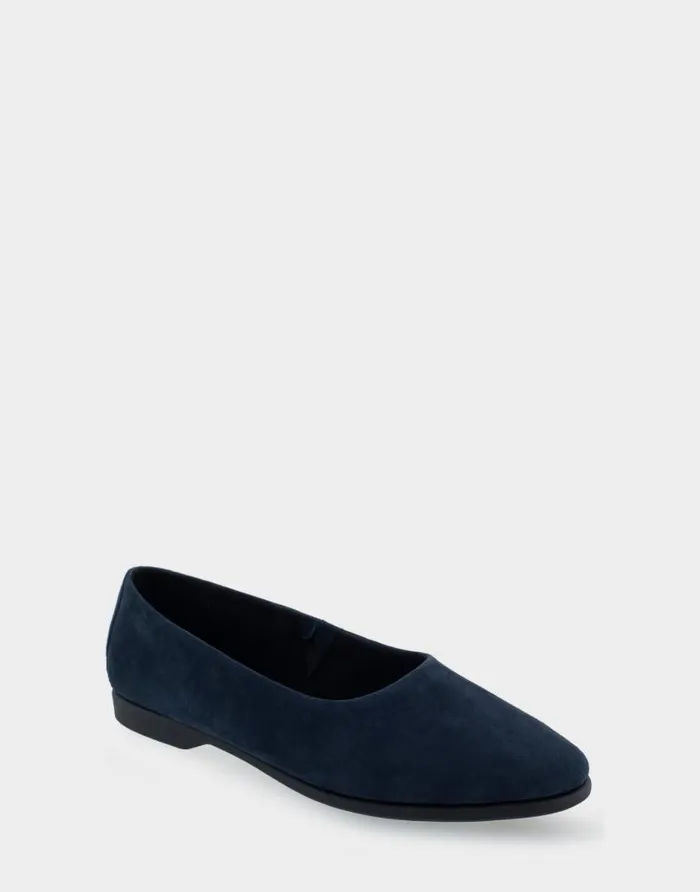 Aerosoles Comfortable Women039s Flat In Navy Genuine Suede Navy Genuine Suede Women Ballet