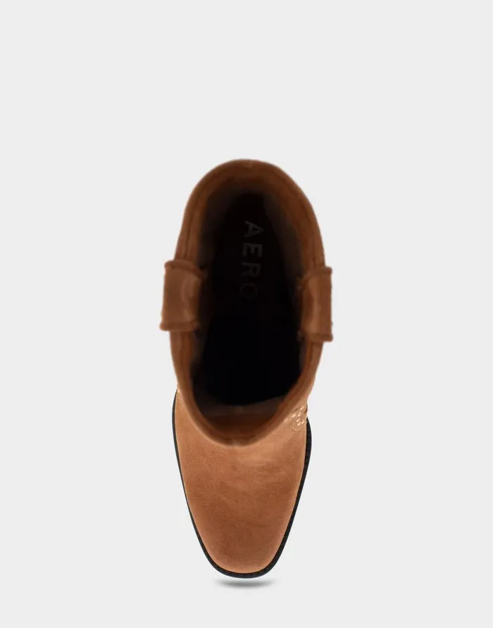Aerosoles Comfortable Women039s Heeled Ankle Boot In Tan Genuine Suede Tan Genuine Suede Women Ankle Boots