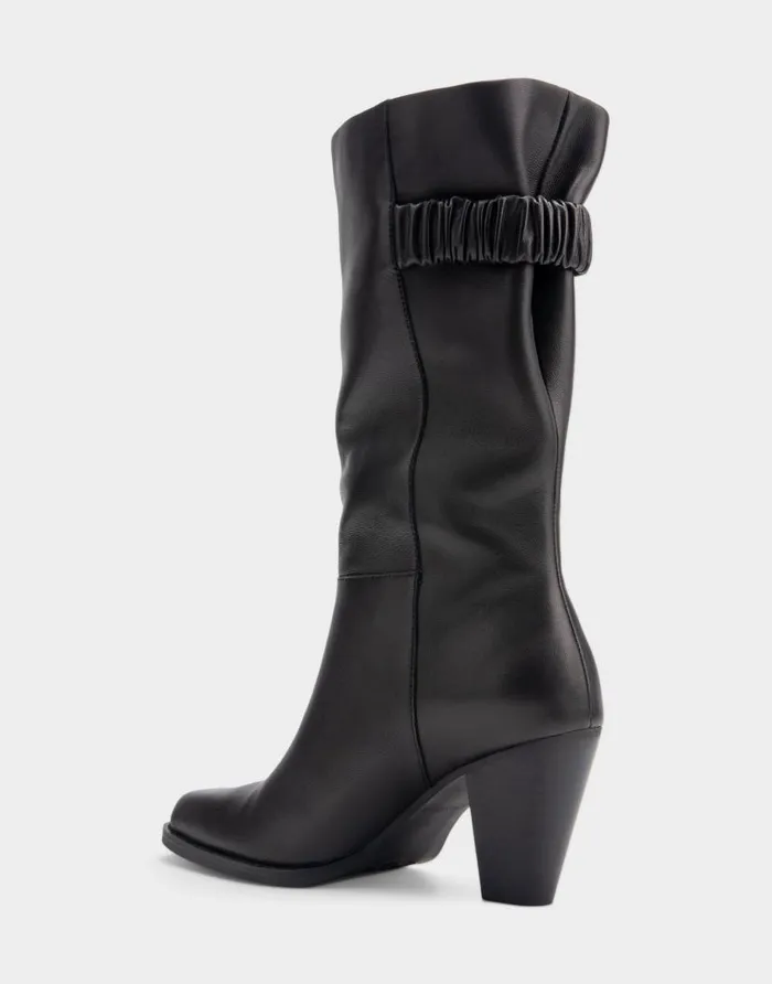 Aerosoles Comfortable Women039s Heeled Midcalf Boot In Black Genuine Leather Black Genuine Leather Women Tall Boots