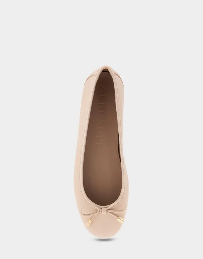 Aerosoles Comfortable Women039s Hidden Wedge Ballet Flat In Natural Genuine Leather Natural Genuine Leather Women Dress