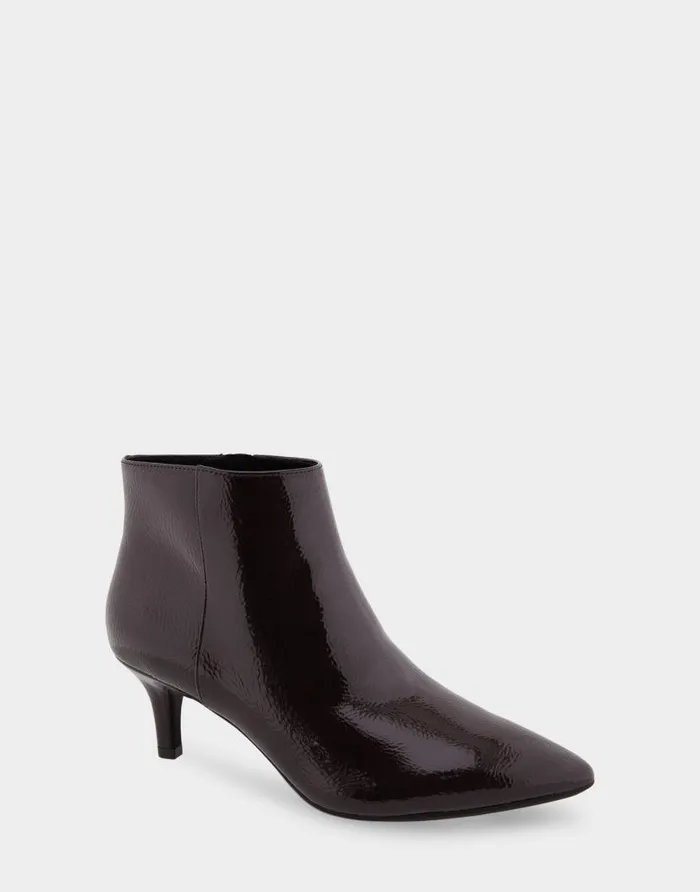 Aerosoles Comfortable Women039s Kitten Heel Ankle Boot In Brown Patent Faux Leather Java Patent Faux Leather Women Ankle Boots