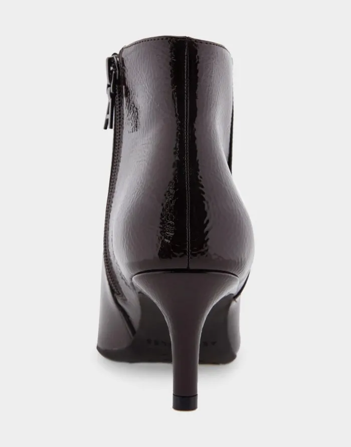 Aerosoles Comfortable Women039s Kitten Heel Ankle Boot In Brown Patent Faux Leather Java Patent Faux Leather Women Ankle Boots