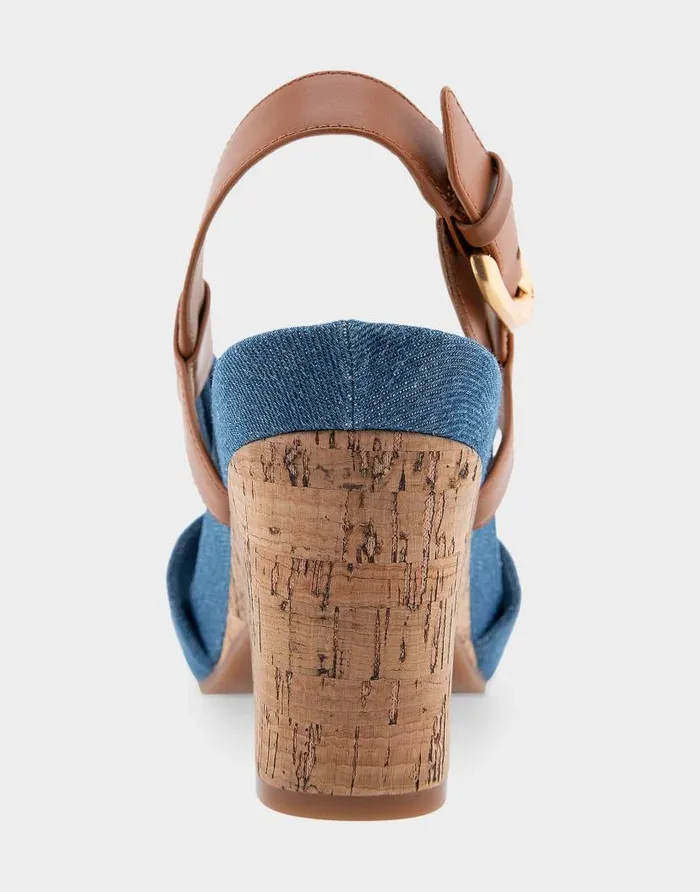 Aerosoles Comfortable Women039s Knotted Buckled Footbed Wedge Sandal In Denim Fabric Denim Fabric Denim Fabric Women Wedges