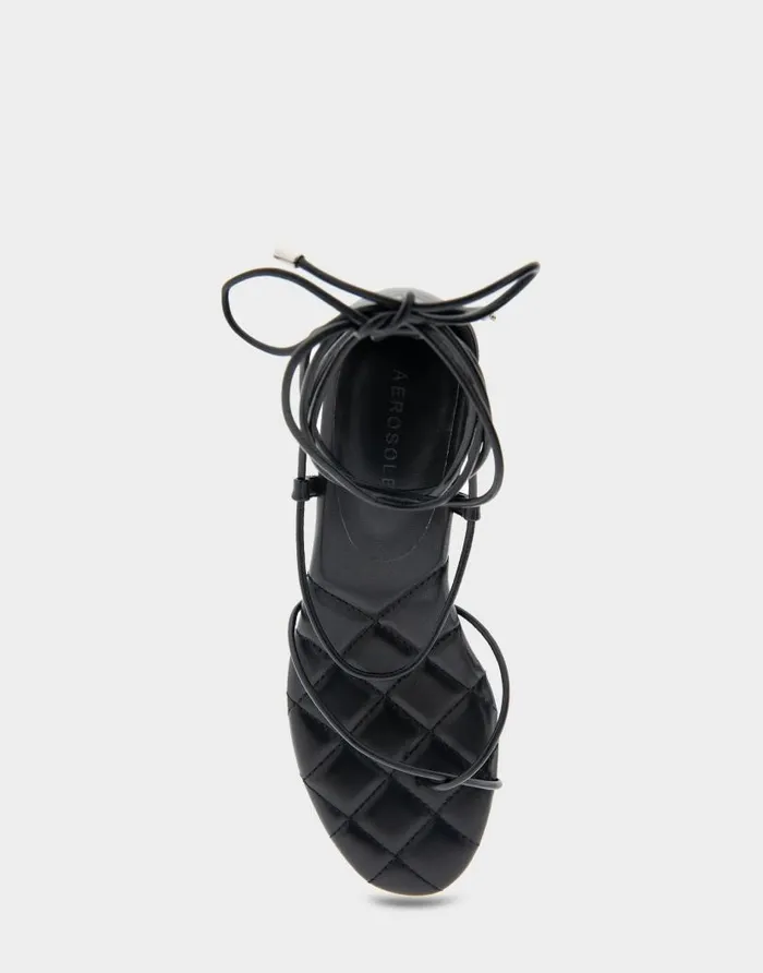 Aerosoles Comfortable Women039s Lace Up Platform Sandal In Black Faux Leather Black Faux Leather Women Clogs and Mules