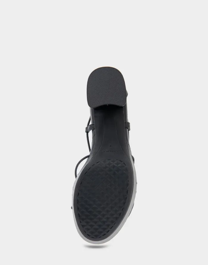 Aerosoles Comfortable Women039s Lace Up Platform Sandal In Black Faux Leather Black Faux Leather Women Clogs and Mules