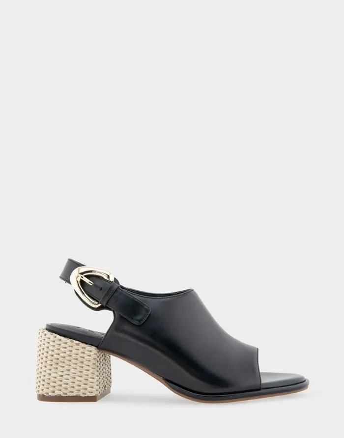 Aerosoles Comfortable Women039s Open Toe Block Heel Shootie In Black Leather Black Leather Women Dress