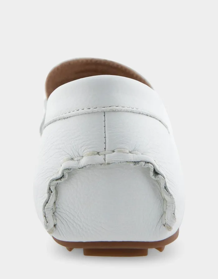 Aerosoles Comfortable Women039s Ornamented Driver In White Leather White Leather Women Wide Width Flats