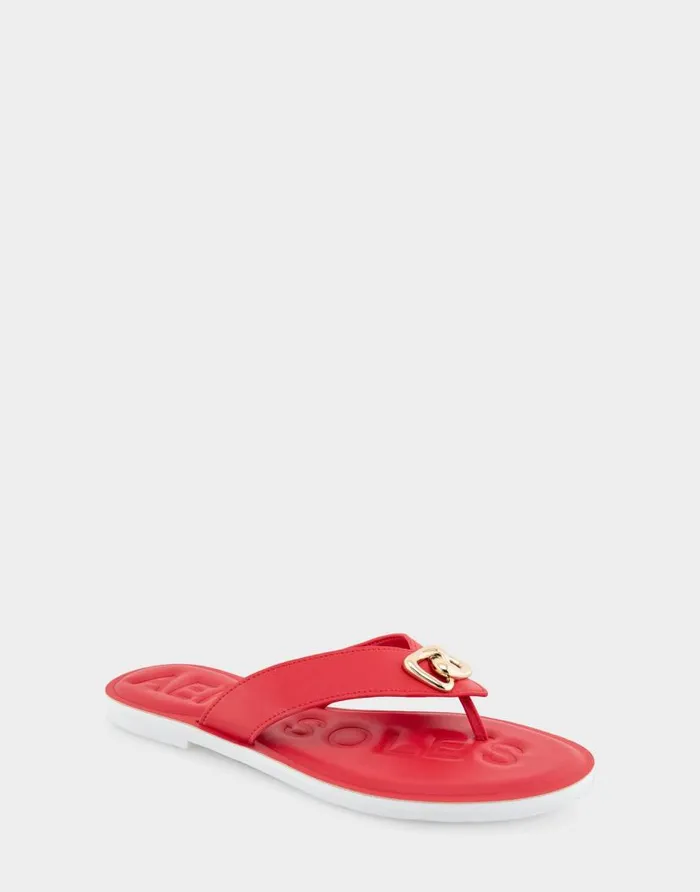 Aerosoles Comfortable Women039s Ornamented Thong Sandal In Racing Red Faux Leather Racing Red Faux Leather Women Flats