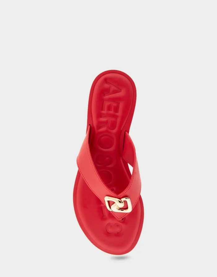Aerosoles Comfortable Women039s Ornamented Thong Sandal In Racing Red Faux Leather Racing Red Faux Leather Women Flats