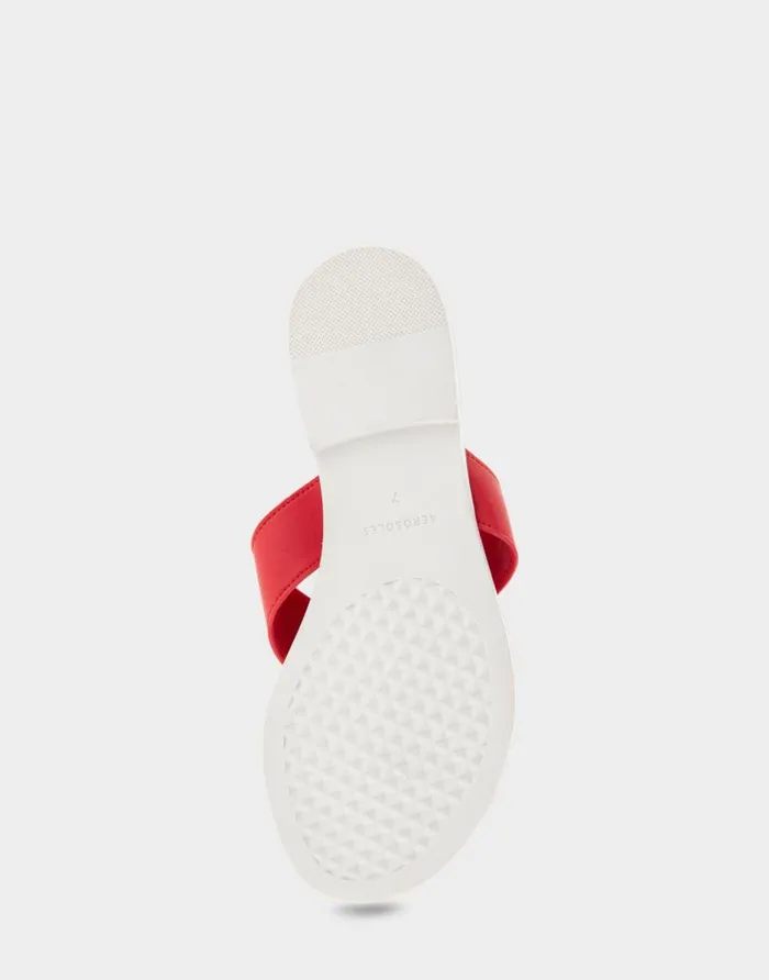 Aerosoles Comfortable Women039s Ornamented Thong Sandal In Racing Red Faux Leather Racing Red Faux Leather Women Flats