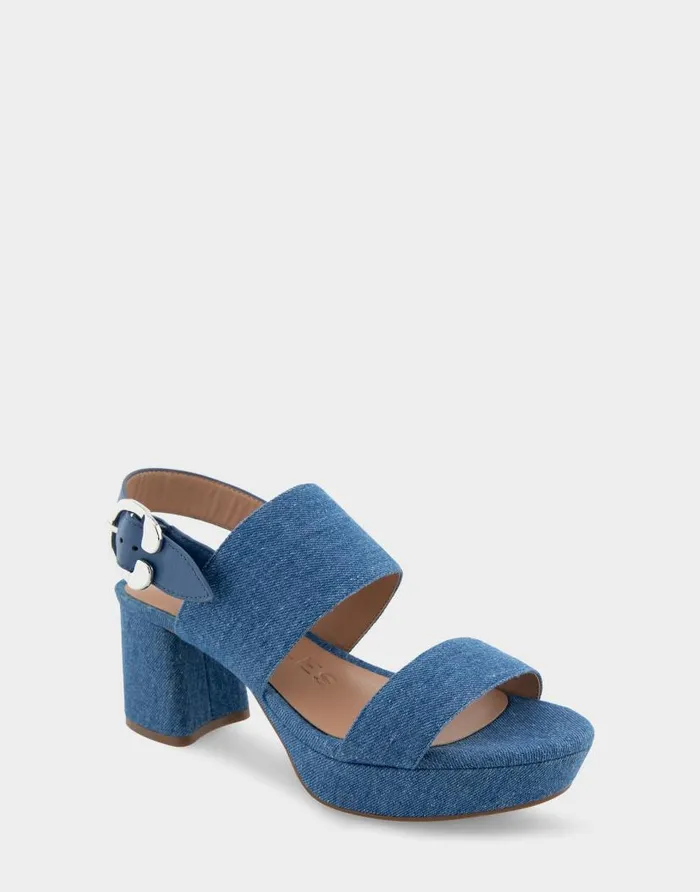 Aerosoles Comfortable Women039s Platform Sandal In Denim Fabric Denim Fabric Blue Denim Fabric Women Platforms