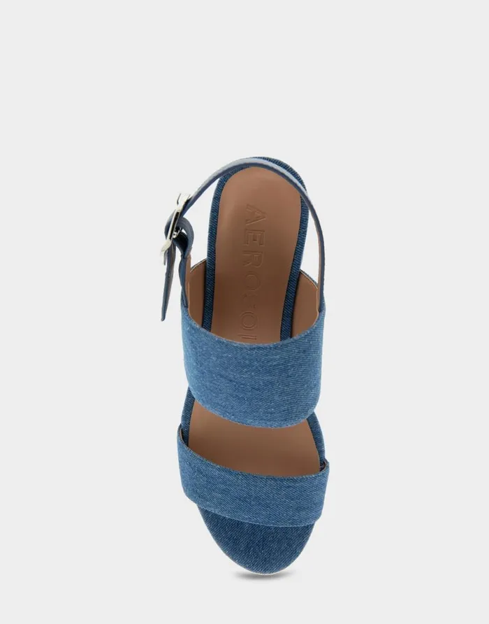 Aerosoles Comfortable Women039s Platform Sandal In Denim Fabric Denim Fabric Blue Denim Fabric Women Platforms