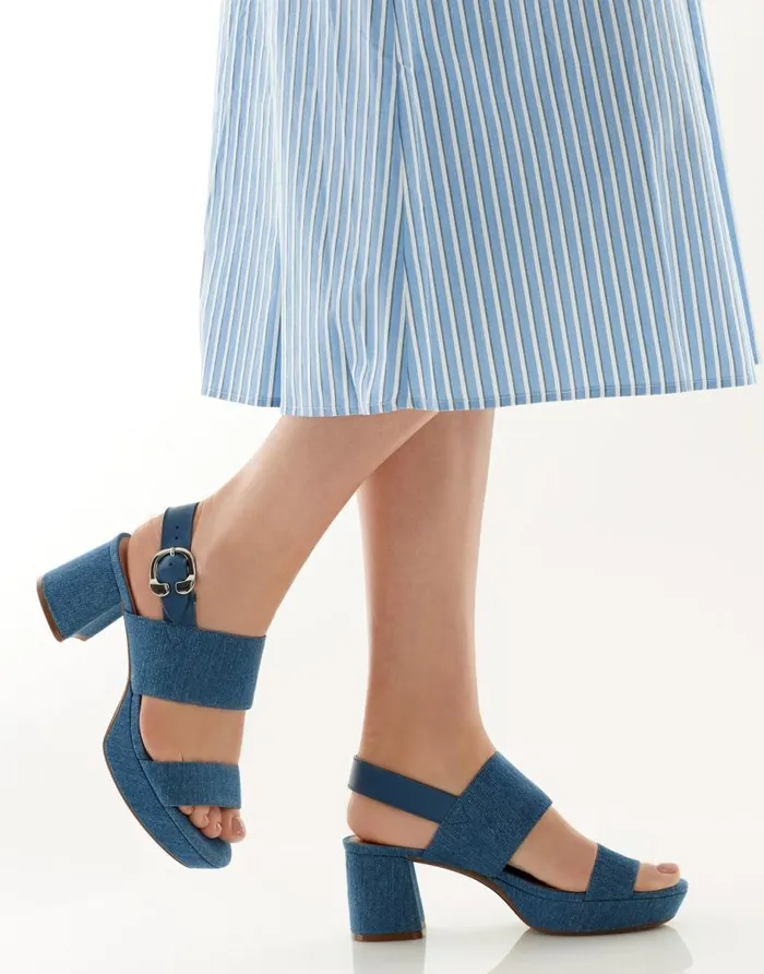 Aerosoles Comfortable Women039s Platform Sandal In Denim Fabric Denim Fabric Blue Denim Fabric Women Platforms