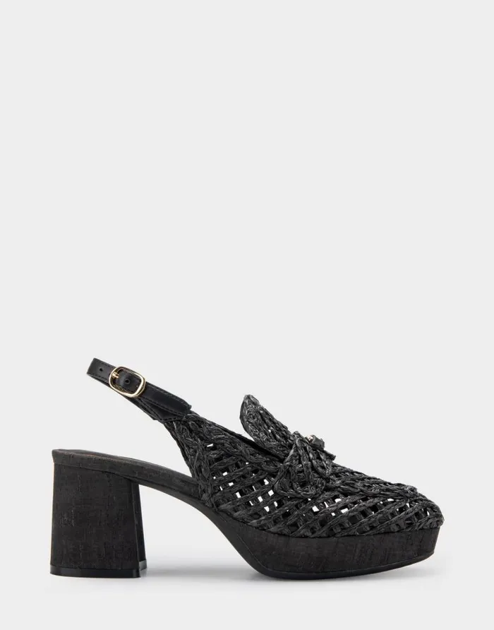 Aerosoles Comfortable Women039s Platform Slingback In Black Raffia Fabric Black Women Wide Width Heels Aerosoles Comfortable Women039s Platform Slingback In Black Raffia Fabric Black Women Wide Width Heels