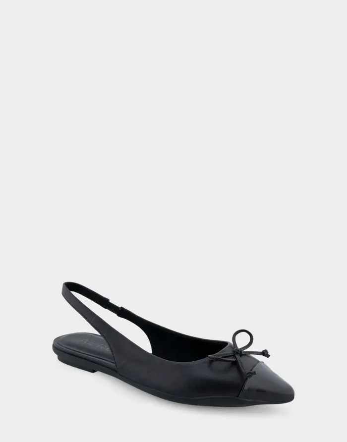 Aerosoles Comfortable Women039s Point Toe Slingback Flat In Black Leather Black Leather Women Clogs and Mules