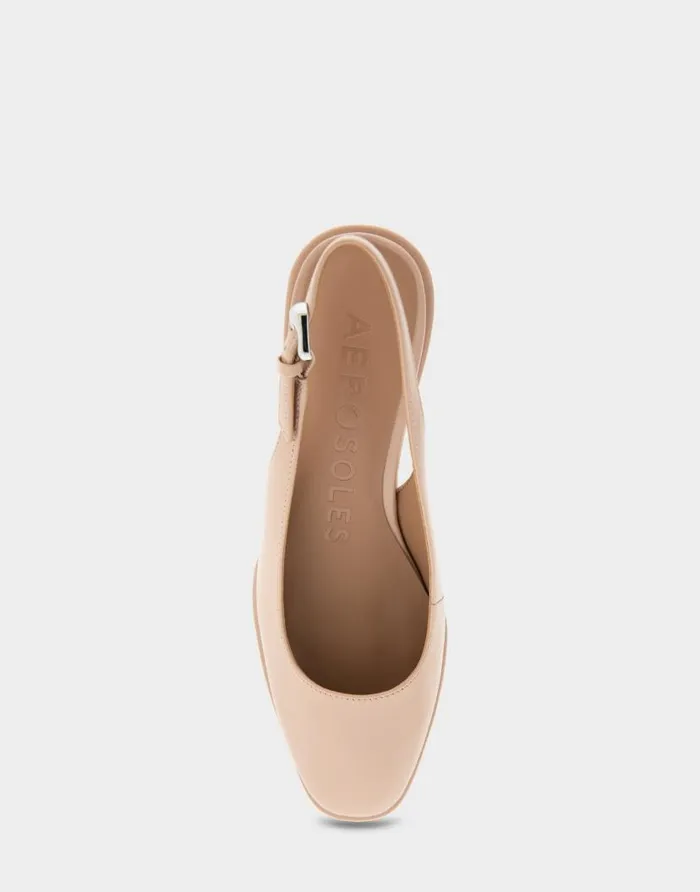 Aerosoles Comfortable Women039s Sculpted Wedge Slingback In Cipria Leather Cipria Leather Women Wedges