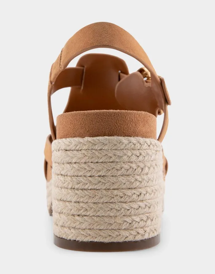 Aerosoles Comfortable Women039s Strappy Molded Footbed Platform Sandal In Tan Suede Tan Suede Women Clogs and Mules