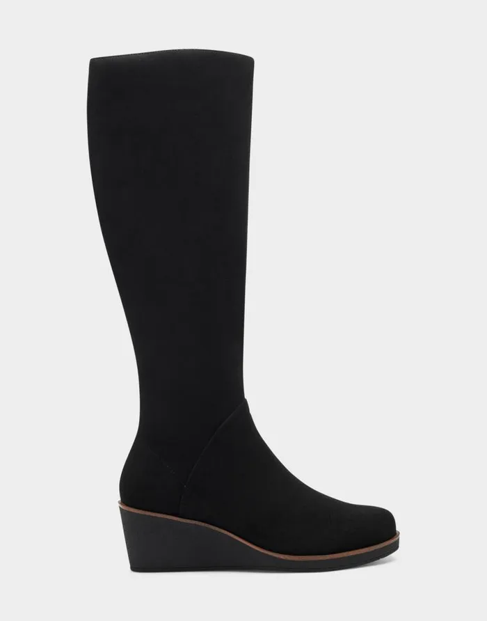 Aerosoles Comfortable Women039s Tall Boot In Black Faux Suede Black Faux Suede Women Wedges Aerosoles Comfortable Women039s Tall Boot In Black Faux Suede Black Faux Suede Women Wedges