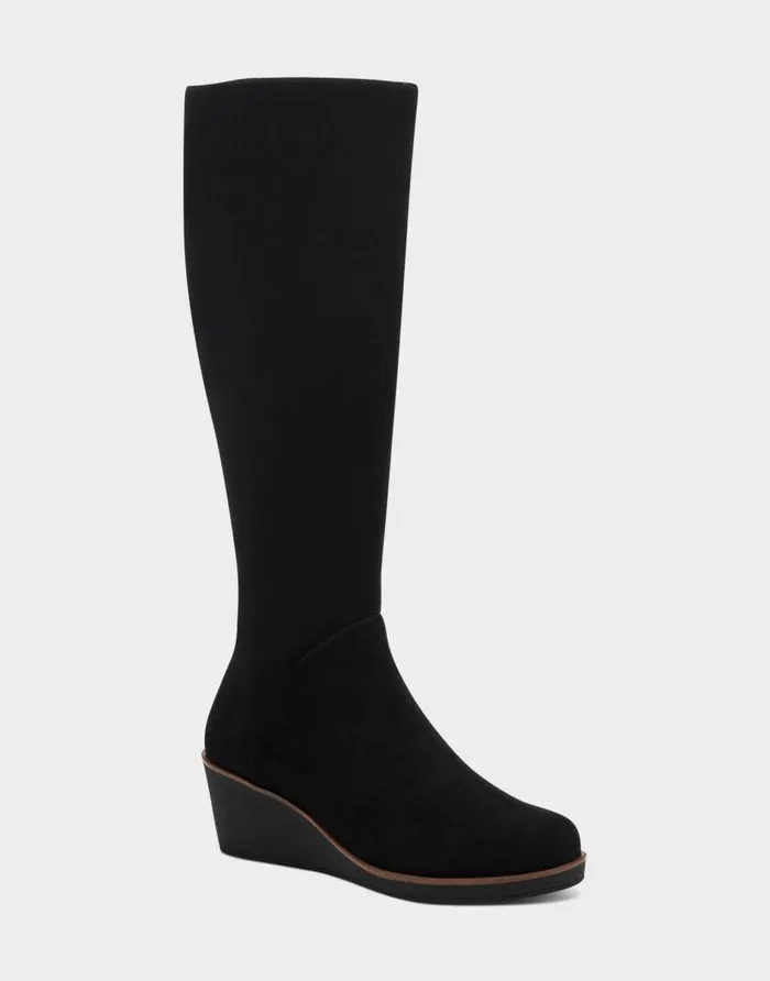 Aerosoles Comfortable Women039s Tall Boot In Black Faux Suede Black Faux Suede Women Wedges