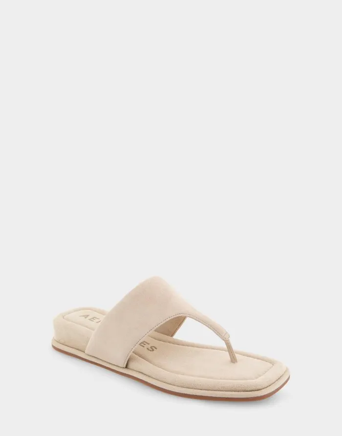 Aerosoles Comfortable Women039s Thong Mini Wedge Sandal In Pale Khaki Suede Pale Khaki Suede Women Wedges