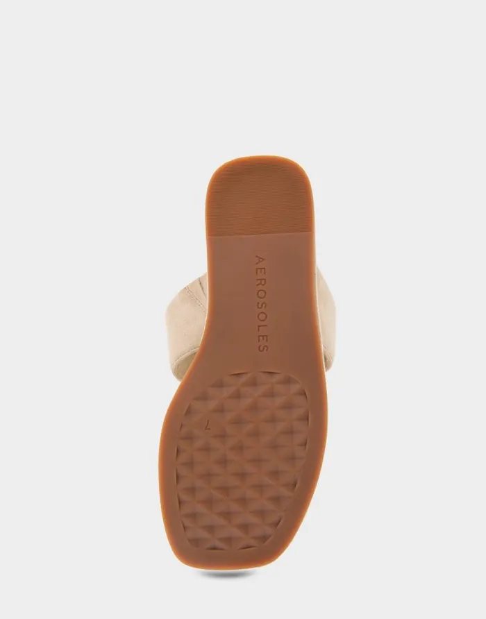 Aerosoles Comfortable Women039s Thong Mini Wedge Sandal In Pale Khaki Suede Pale Khaki Suede Women Wedges