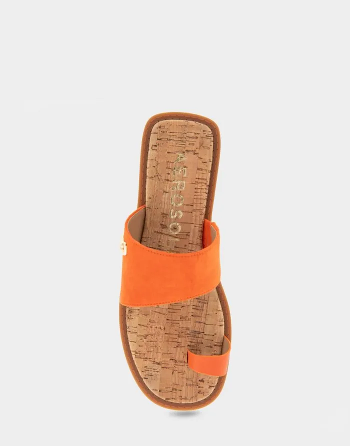 Aerosoles Comfortable Women039s Toe Ring Sandal In Mandarin Faux Suede Faux Suede Mandarin Faux Suede Women Clogs and Mules