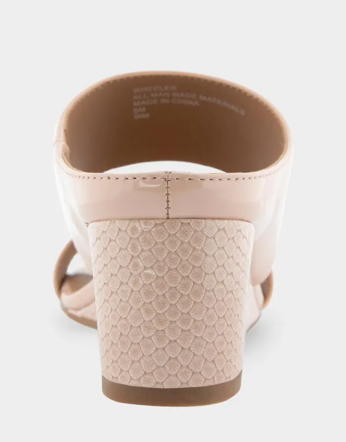 Aerosoles Comfortable Women039s Two Band Mid Wedge Slide Sandal In Cipria Faux Leather Cipria Faux Leather Women Wedges