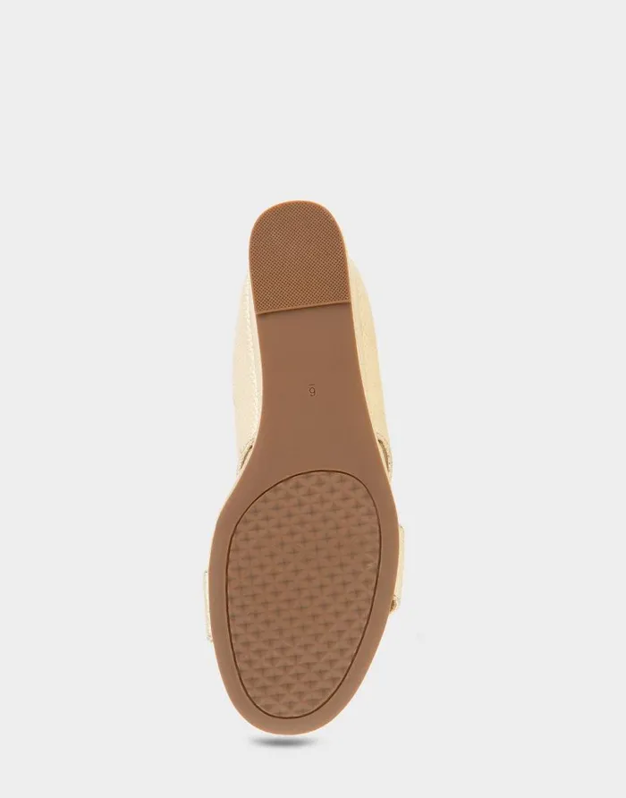 Aerosoles Comfortable Women039s Two Band Mid Wedge Slide Sandal In Soft Gold Canvas Faux Leather Soft Gold Canvas Faux Leather Women Wedges
