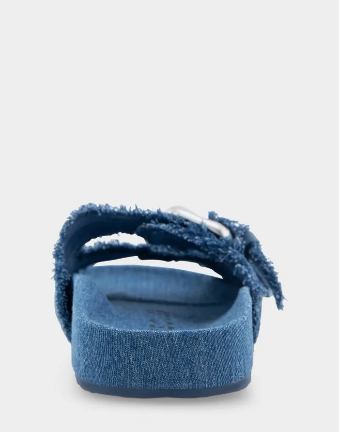 Aerosoles Comfortable Women039s Two Band Molded Footbed Sandal In Denim Fabric Denim Fabric Denim Fabric Women Flats