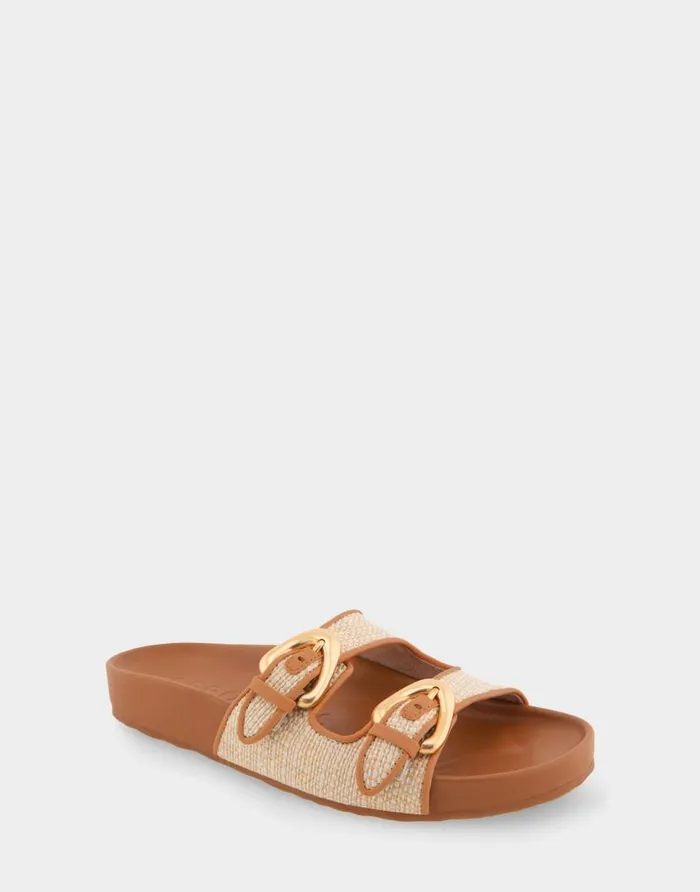Aerosoles Comfortable Women039s Two Band Molded Footbed Sandal In Natural Raffia Combo Raffia Fabric Natural Raffia Combo Women Clogs and Mules