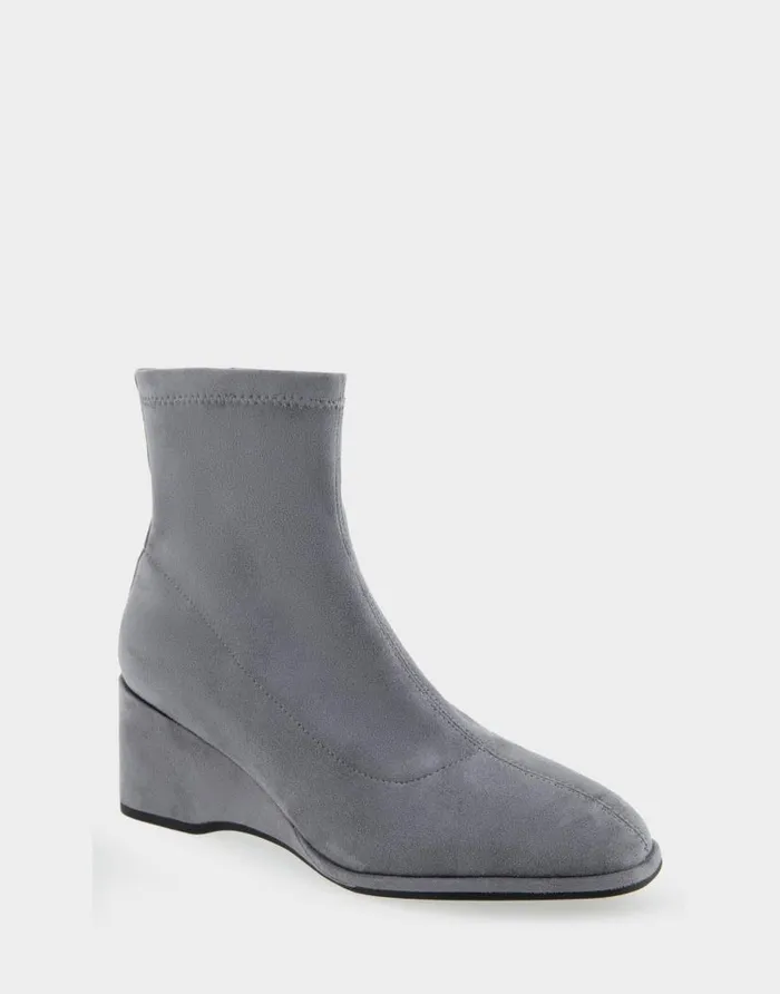 Aerosoles Comfortable Women039s Wedge Heel Ankle Boot In Grey Faux Suede Grey Faux Suede Women Wide Width Boots