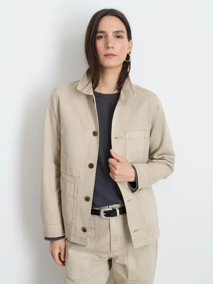 Alex Mill Jackets Outerwear Women Britt Work Jacket In Herringbone Putty