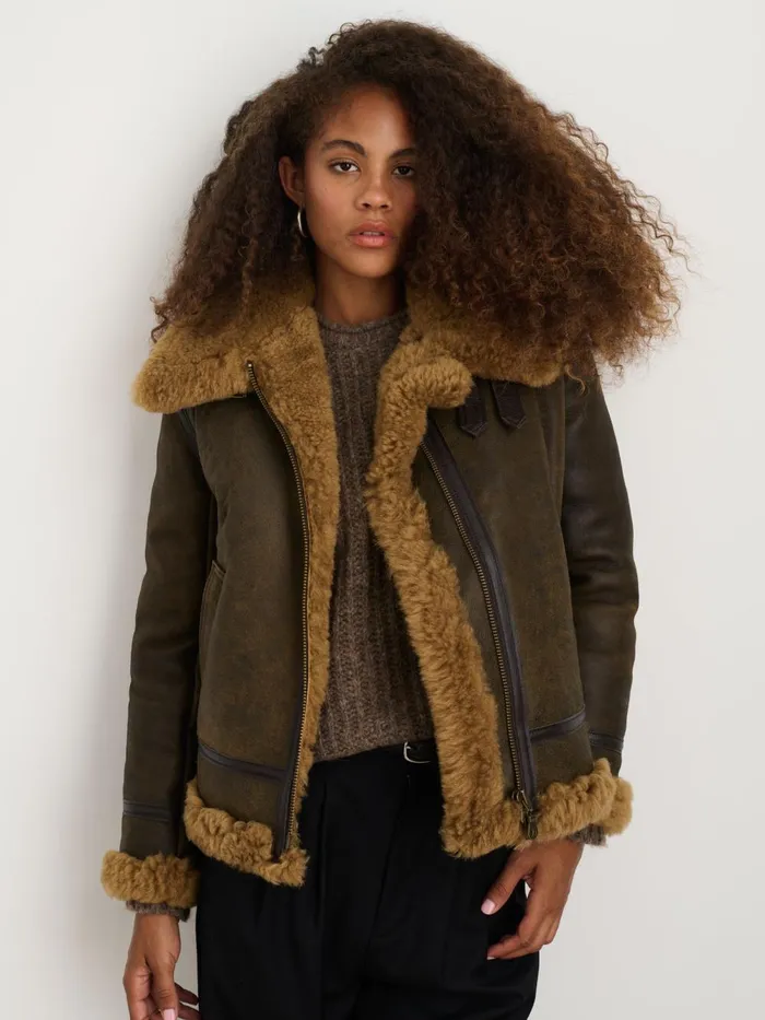 Alex Mill Jackets Outerwear Women Owen Barry Amy Aviator Shearling Coat