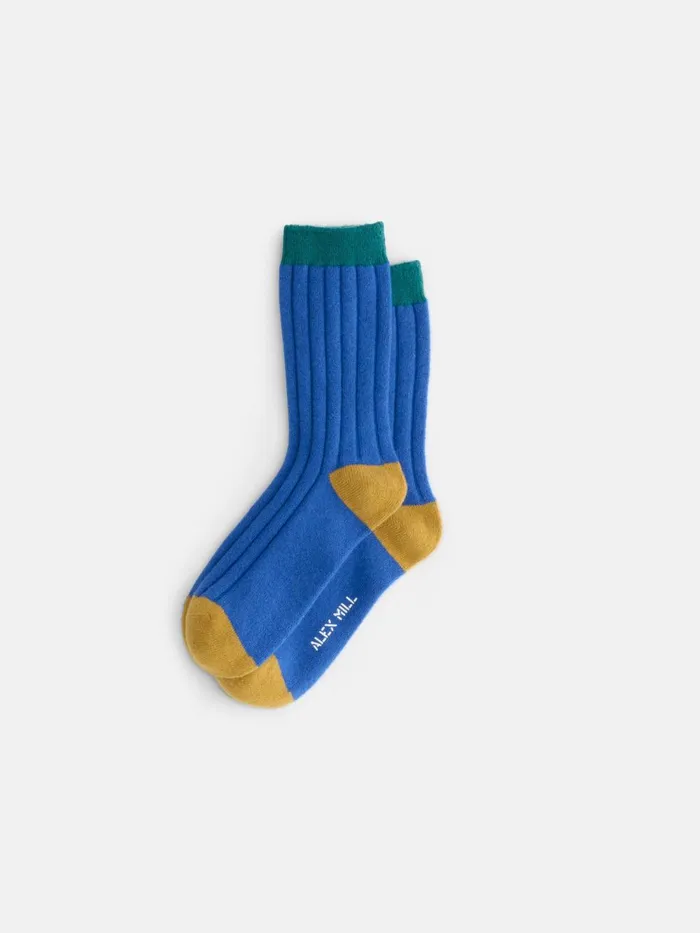 Alex Mill Men Cashmere Socks Cobaltgolddark Green