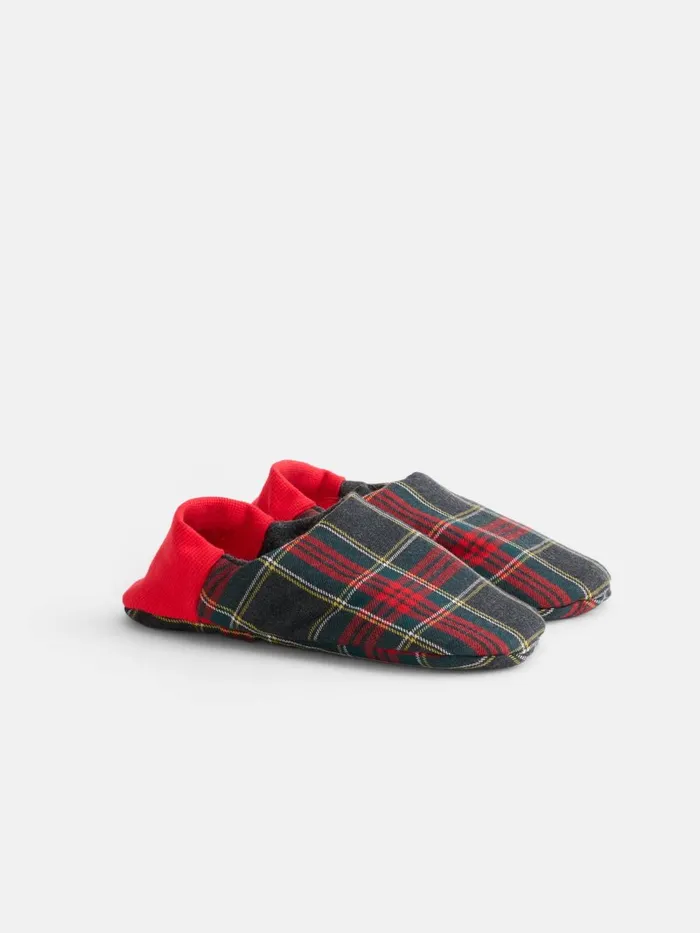 Alex Mill Pajamas Slippers Men Wool Plaid House Shoes Red