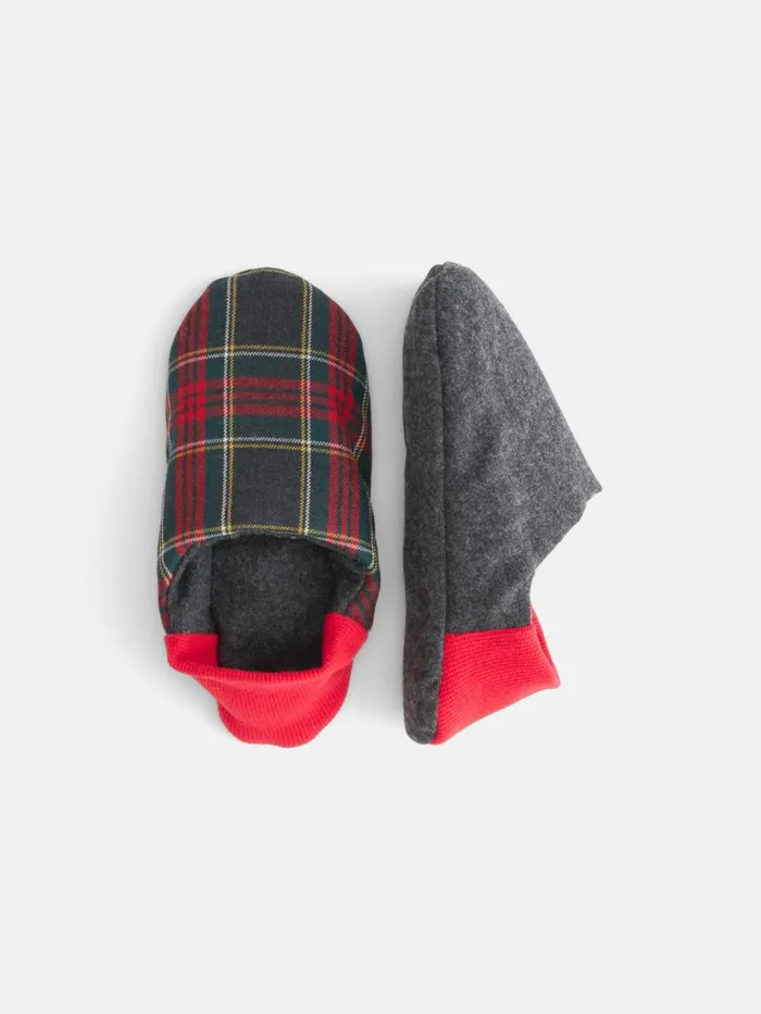 Alex Mill Pajamas Slippers Men Wool Plaid House Shoes Red