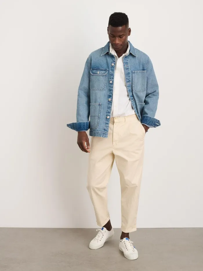 Alex Mill Pants Men Standard Pleated Pant In Chino Oat Milk