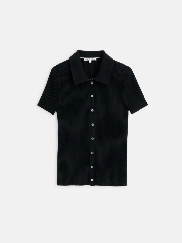 Alex Mill Shirts Tops Women Suzanne Ribbed Polo Black