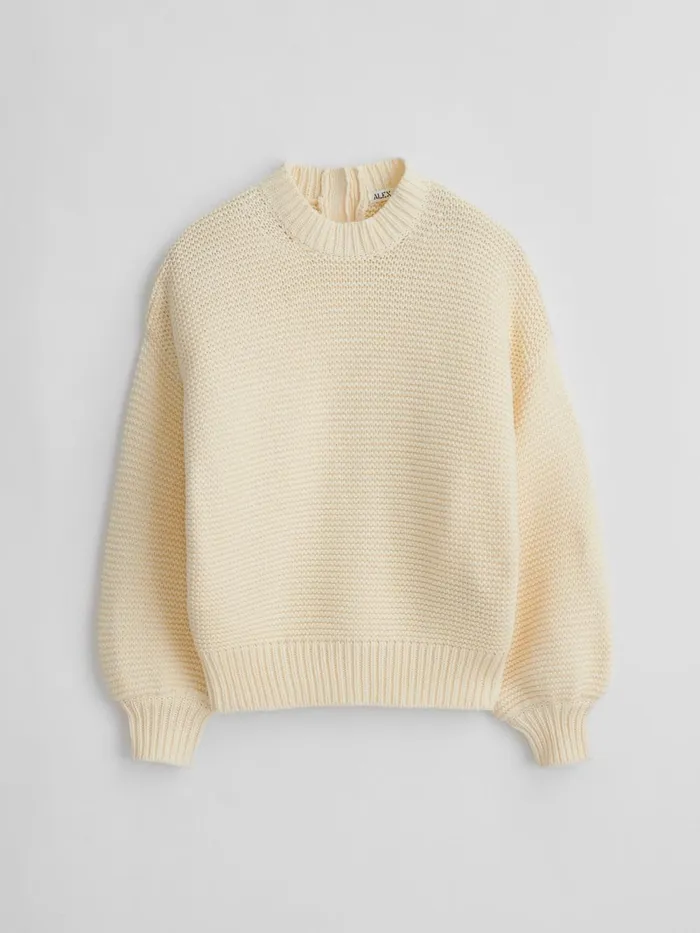 Alex Mill Sweaters Women ButtonBack Crewneck Sweater Ecru