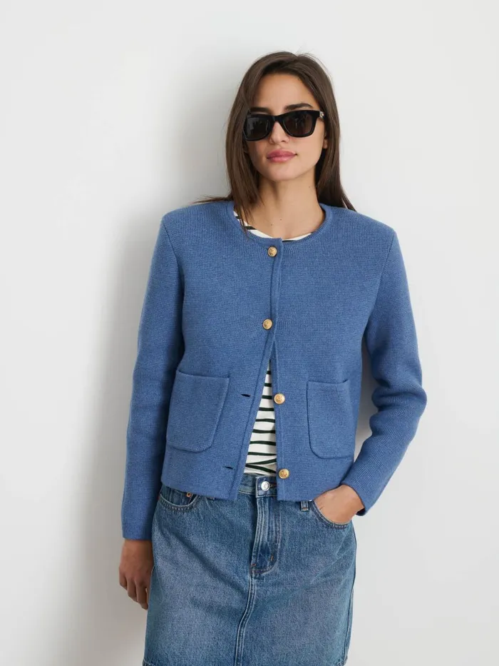 Alex Mill Sweaters Women Paris Sweater Jacket Harbour Blue