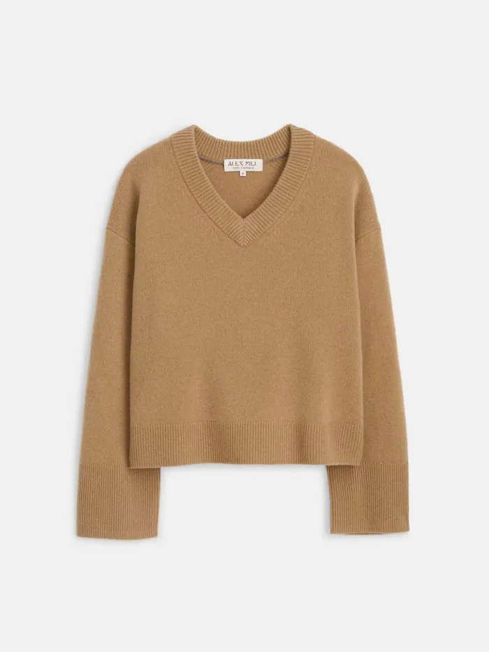 Alex Mill Sweaters Women Rowan VNeck In Cashmere Light Camel