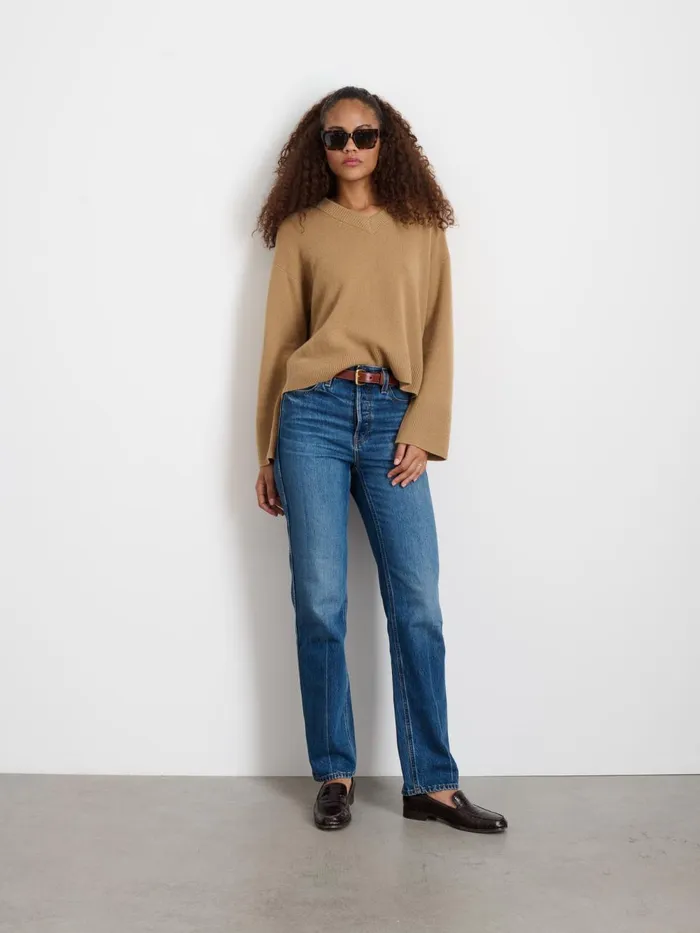 Alex Mill Sweaters Women Rowan VNeck In Cashmere Light Camel