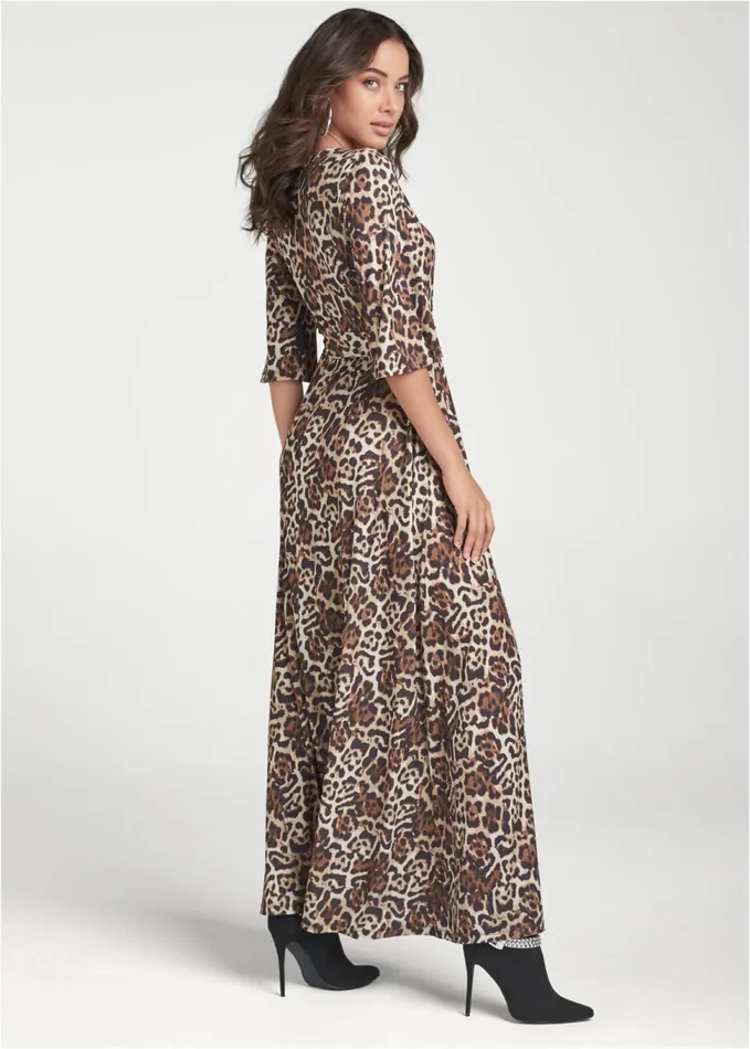 ANIMAL PRINT MAXI DRESS Brown Multi Women VENUS Maxi Dresses ANIMAL PRINT MAXI DRESS Brown Multi Women VENUS Maxi Dresses