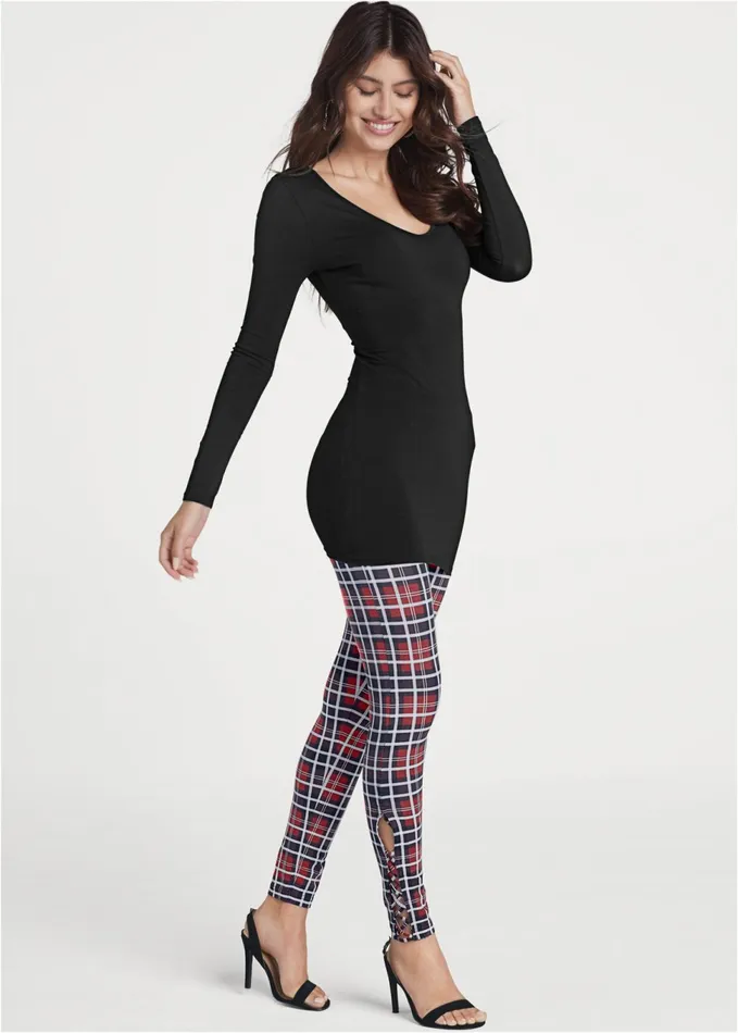 ANKLE DETAIL LEGGINGS Red Multi Women VENUS Casual
