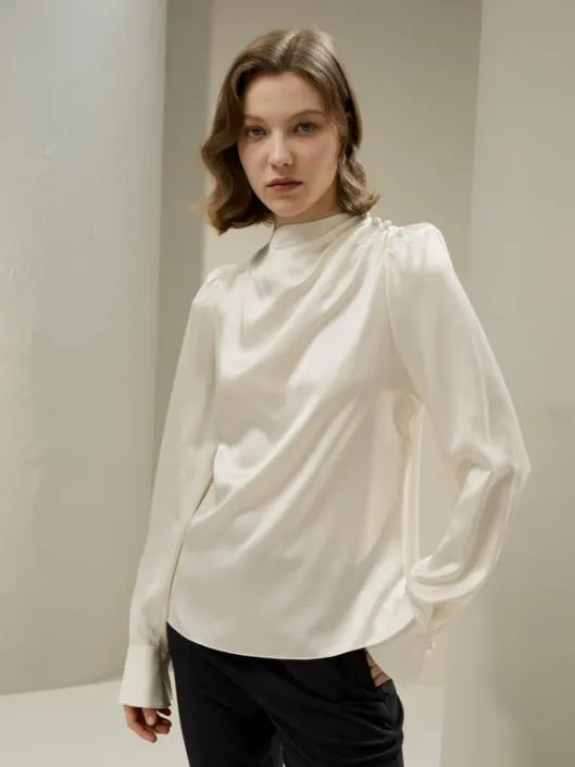 Asymmetrical Silk Blouse With Puff Sleeves Women Blouses Lilysilk Shirts